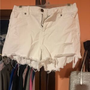 Aerie White Frayed Jean Shorts